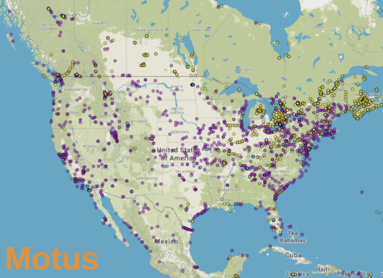 Motus US coverage map